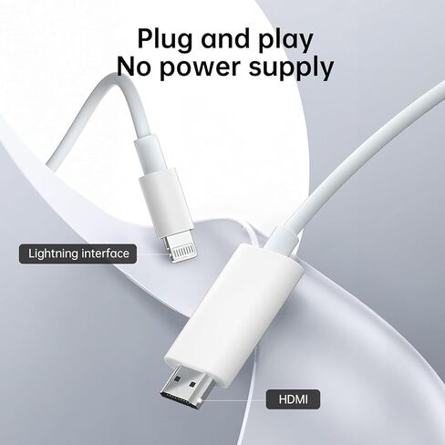 [MFi Certified] Lightning to HDMI Adapter, iPhone Digital AV Adapter 1080P HD Video Sync Screen Connector Compatible with iPhone/iPad to TV Projector Monitor No Need Power Supply in Kuwait
