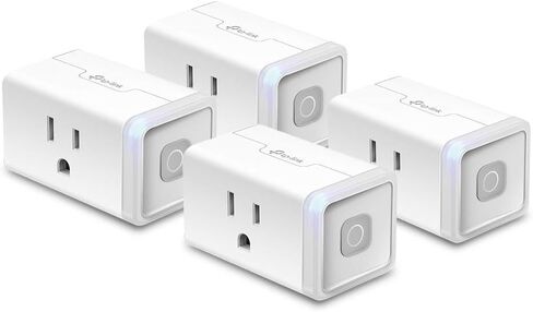 Kasa Smart 4MP 2K Security Camera Outdoor & D Security Camera Pan/Tilt, Starlight Sensor & Plug HS103P4, Smart Home Wi-Fi Outlet Compatible with Alexa, Echo, 4-Pack, White in Saudi Arabia