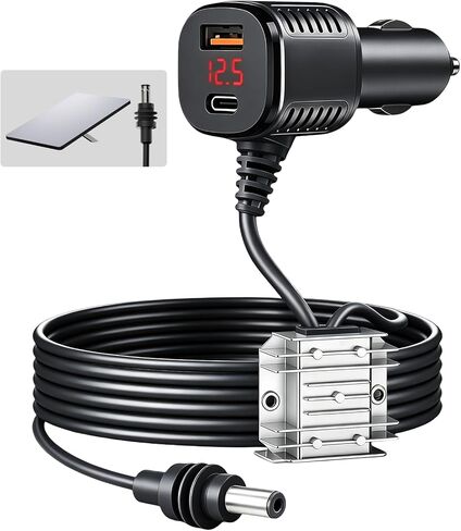 Starlink Mini Car Adapter,105W Boost Starlink Mini Cable Adapter 3M/10FT,Stops Reboots & Power Supply Damaged,3 in 1 Boost Digital Display DC Power Cable,Support 30W Charging USB Port for Car,RV,Boat in Saudi Arabia