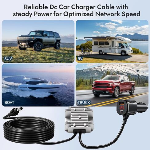 Starlink Mini Car Adapter,105W Boost Starlink Mini Cable Adapter 3M/10FT,Stops Reboots & Power Supply Damaged,3 in 1 Boost Digital Display DC Power Cable,Support 30W Charging USB Port for Car,RV,Boat in Saudi Arabia