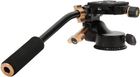 Aluminum Alloy 3 - Way Damping Tripod Head with Pan Bar Handle, 6 kg Load Capacity, Dual Bubble Levels, Quick - Release Plate for DSLR Camera, Video Tripod & Monopod in Kuwait