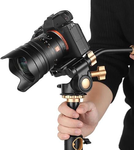 Aluminum Alloy 3 - Way Damping Tripod Head with Pan Bar Handle, 6 kg Load Capacity, Dual Bubble Levels, Quick - Release Plate for DSLR Camera, Video Tripod & Monopod in Kuwait