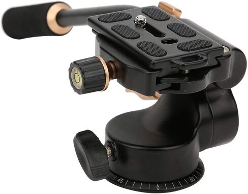Aluminum Alloy 3 - Way Damping Tripod Head with Pan Bar Handle, 6 kg Load Capacity, Dual Bubble Levels, Quick - Release Plate for DSLR Camera, Video Tripod & Monopod in Kuwait