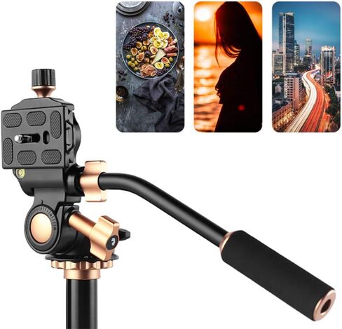 Aluminum Alloy 3 - Way Damping Tripod Head with Pan Bar Handle, 6 kg Load Capacity, Dual Bubble Levels, Quick - Release Plate for DSLR Camera, Video Tripod & Monopod in Kuwait