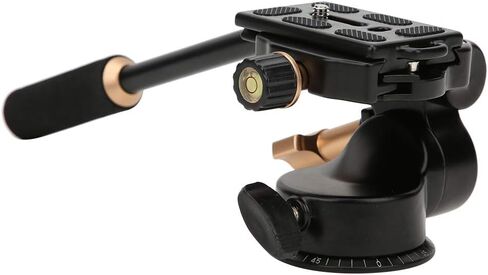Aluminum Alloy 3 - Way Damping Tripod Head with Pan Bar Handle, 6 kg Load Capacity, Dual Bubble Levels, Quick - Release Plate for DSLR Camera, Video Tripod & Monopod in Kuwait