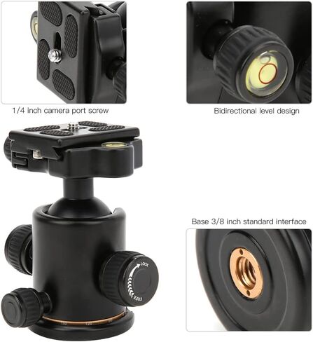 BK - 03 Aluminium Alloy Damping Universal Ball Head Tripod with Built - in Dual - Level, 360° Panoramic Adjustment, Quick Release Plate & Safety Lock for DSLR Camera in Kuwait
