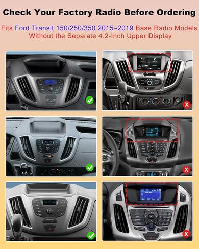 Car Radio for Ford Transit 150/250/350 2015-2019 Base Radio Without 4.2-Inch Screen, 7-Inch 2GB+64GB Stereo with Wireless Apple CarPlay & Android Auto, GPS, 5GHz WiFi, Bluetooth, AHD Camera in Saudi Arabia