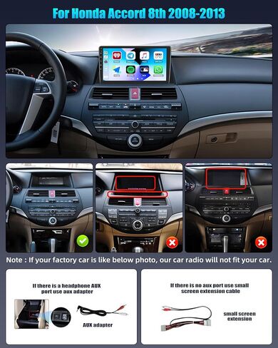Car Stereo for Honda Accord 2008-2013 10.1 Inch Car Radio with Bluetooth FM/RDS Carplay Android Auto Mirror Link SWC Backup Camera in Saudi Arabia