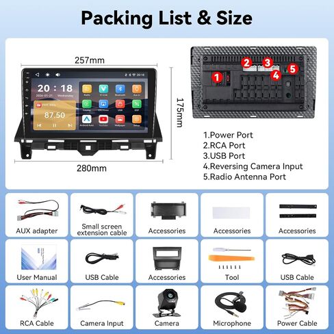 Car Stereo for Honda Accord 2008-2013 10.1 Inch Car Radio with Bluetooth FM/RDS Carplay Android Auto Mirror Link SWC Backup Camera in Saudi Arabia