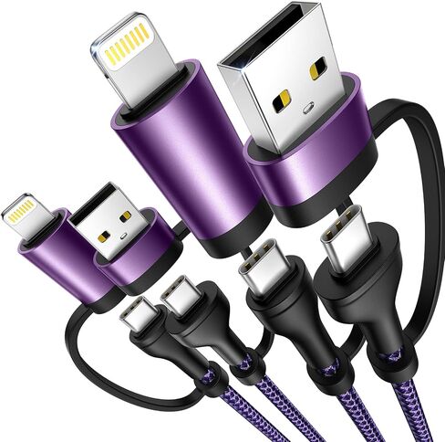 4 in 1 Charging Cable 2Pack 6.6ft 60W Fast Charging USB C Cable 20W iPhone Charger Cord Lightning Cable Multi Charging Cable with Lightning/Type C/USB A Port for iPhone 16 15 14/Samsung/iPad/MacBook in Saudi Arabia