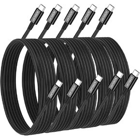 USB C to USB C Cable, 100W 5A Super Fast Charging, PD 3.0, Type C to Type C, 5-Pack (5ft,), for iPhone 17/16 Pro Max, iPad Pro,Samsung Galaxy S25/24 in Saudi Arabia