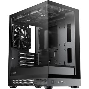 Okinos Aqua UNO Micro ATX Case, No Radiator Support, Max GPU Length 309mm, Quick-Release Panoramic Tempered Glass Front & Side, 3x120mm Non-PWM Fans Pre-Installed, Type-C 5Gbps, Black in Kuwait