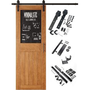 Early American 36x84 in. Sliding Barn Door, Half Chalkboard Design,Assembly Required, Finished Sliding Barn Door, with 6.6 ft Single Door Hardware Kit, Interior Use in Kuwait
