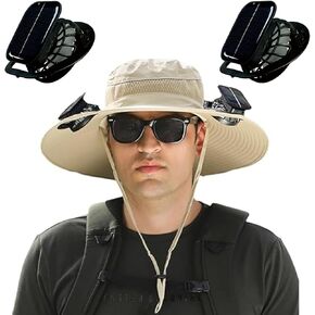 ZRW Hat with Fan,Solar Fan Hat,Fan Hats for Men with 2 Solar Fan,Outdoor Fishing,Waterproof Outdoor Hiking Camping Fishing in Saudi Arabia
