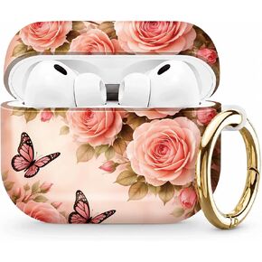 متوافق مع حافظة AirPod Pro 3 (2025)، غطاء واقٍ بنمط أنيق مع سلسلة مفاتيح، حافظة TPU مضادة للصدمات ومضادة للسقوط للنساء والرجال (وجه النمر المزين بالزهور) in Kuwait