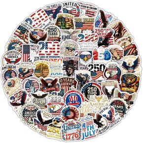 110PCS 250 Anniversary USA Stickers, America 250 Patriotic Vinyl Decals Set, 250th Anniversary Stickers for Laptop, Cooler, Car, Tumbler, USA 250th Anniversary Merchandise & Party Favors in Saudi Arabia