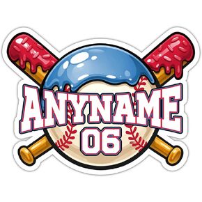Custom Baseball Softball Sticker Personalized Name Number Drip Glaze Sprinkles Sports Cream Drip Decal Waterproof Vinyl Laptop Car Bottle Helmet Gift for Players Kids Teams Fans Style 4 in Saudi Arabia