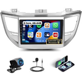 8 Core 6+128G for Hyundai Tucson 2015-2018 Android 15 Car Stereo with Wireless Carpaly & Android Auto, 9’’ 1280×720P IPS Touchscreen with Bluetooth 5.0 GPS WiFi FM/RDS SWC Backup Camera in Saudi Arabia