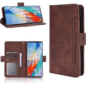 QiongNi Case for LG Wing 5G / LMF100TMK / LMF100VM1 / LMF100EMW / LMF100VMY / LMF100N Flip Pu Leather Case Cover Brown with Card Slot, Money Pocket in Saudi Arabia