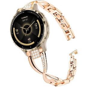 ViCRiOR 18mm Watch Bands Compatible with Garmin Venu 3S/Venu 4 41mm/ Venu 2S / Vivoactive 4S / Vivomove 3S, Bling Diamond Stainless Steel Strap Jewelry Wristband for Forerunner 265S/255S Women in Saudi Arabia