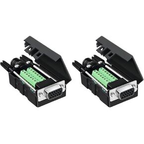 2Pcs(1Male+1Female) VGA 3 Row 15 Pin 3+9 Solderless Connector Adapter in Saudi Arabia