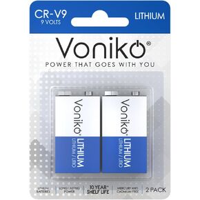 بطارية ليثيوم Voniko 9V عبوتان، عمر افتراضي 10 سنوات، طاقة طويلة الأمد لكاشفات الدخان، وأجهزة إنذار أول أكسيد الكربون والأجهزة الطبية in Kuwait