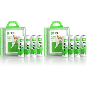 EBL AA 2800mAh High Performance Ni-MH Rechargeable Batteries, 8 Pack in Saudi Arabia
