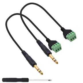 6.35mm TRS Stereo Screw Terminal Block Connector Adapter Cable 6.35mm 1/4" TRS Audio Jack Male to 3 Pin Screw Terminal Solderless Microphone Converter Cable -35cm, 2 Pcs in Saudi Arabia