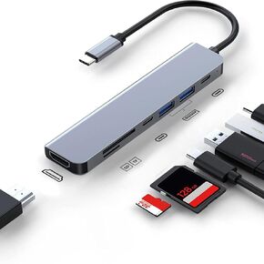7-in-1 USB C Hub: 4K@30Hz HDTV, USB 3.0/2.0, Type C, SD/TF, PD100W Charging, Compatible with MacBook, iPad, Dell, HP, Samsung, Huawei in Saudi Arabia