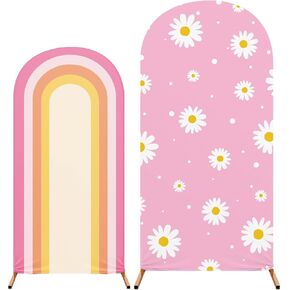 2 Sets Daisy Arch Backdrop Cover Wedding Rainbow Pink in Kuwait