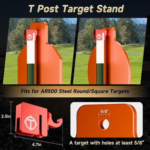 T Post Target Hangers, Heavy Duty Metal T-Post Target Holders for Standard T-Posts, Easy-to-Install Mounting Hooks for AR500 Steel Targets, Metal Plates & Gong Shooting Targets in Saudi Arabia