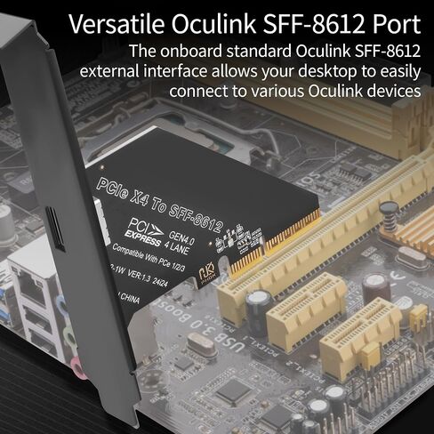 PCIe 4.0 x4 to Oculink SFF-8612 Adapter Card, PCI-E 4.0 Extension Card for External GPU (eGPU) / U.2 NVMe SSD/High-Speed Data Expansion, Full & Low Profile Bracket Included, in Kuwait