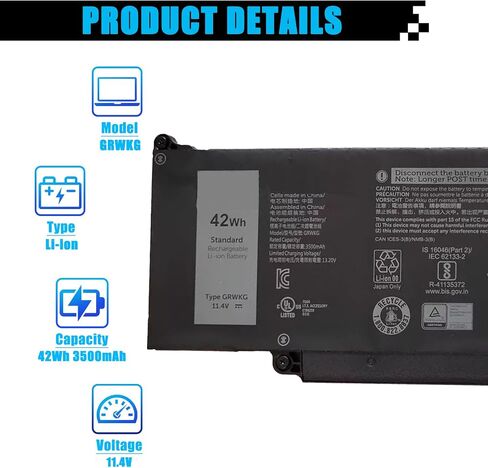 GRWKG Laptop Battery Replacement for Dell Latitude 3440 3540 P28F P28F004 P170G P170G001 P37G P37G004 P169G P169G001 Series 0NKXK7 NKXK7 0V7TXF V7TXF 11.4V 42Wh 3500mAh in Kuwait
