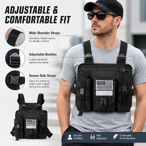 Radio Chest Harness Rig Walkie Talkie Vest Holster Chest Pack with Radio Holder Pouch for Baofeng Kenwood Motorola Two Way Radio in Saudi Arabia