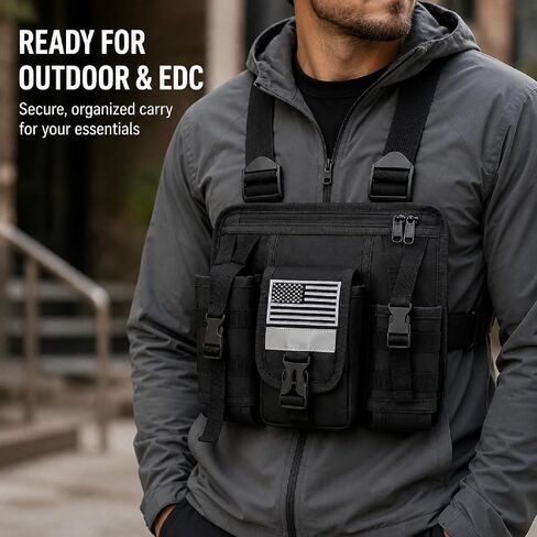 Radio Chest Harness Rig Walkie Talkie Vest Holster Chest Pack with Radio Holder Pouch for Baofeng Kenwood Motorola Two Way Radio in Saudi Arabia