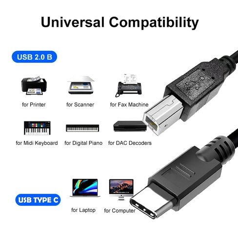 كابل USB2.0 C إلى B طويل بطول 40 قدم، USB 2.0 C إلى USB 2.0 B ذكر إلى ذكر متوافق مع القرص الصلب، والكاميرا، ومشغل DVD، والتلفزيون، وإضاءة الفلاش، والمحور، والشاشة، ومكبر الصوت، والمزيد in Kuwait