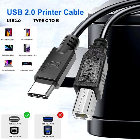 كابل USB2.0 C إلى B طويل بطول 40 قدم، USB 2.0 C إلى USB 2.0 B ذكر إلى ذكر متوافق مع القرص الصلب، والكاميرا، ومشغل DVD، والتلفزيون، وإضاءة الفلاش، والمحور، والشاشة، ومكبر الصوت، والمزيد in Kuwait