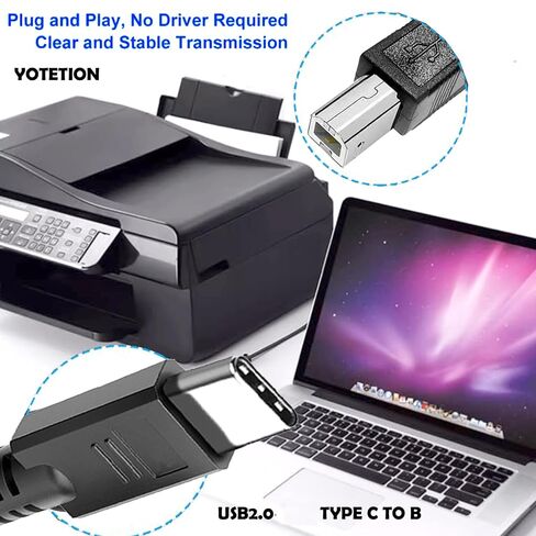 كابل USB2.0 C إلى B طويل بطول 40 قدم، USB 2.0 C إلى USB 2.0 B ذكر إلى ذكر متوافق مع القرص الصلب، والكاميرا، ومشغل DVD، والتلفزيون، وإضاءة الفلاش، والمحور، والشاشة، ومكبر الصوت، والمزيد in Kuwait