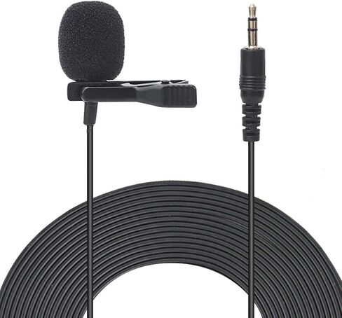 Diyeeni Mini Clip On Microphone for Phone Laptop, Lapel Mic with 1.5m Wire, Omnidirectional Condenser Collar Microphone for Interview Conference Speech, Durable Metal Clip, 360° in Saudi Arabia