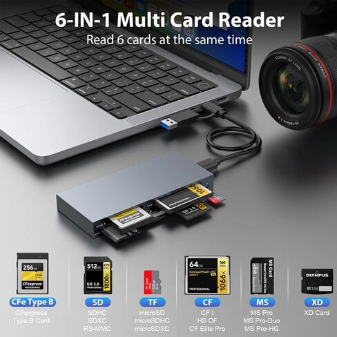 قارئ بطاقات USB 3.2 Gen 2 بسرعة 10 جيجابت في الثانية 6 في 1 لـ CFexpress SD TF in Kuwait