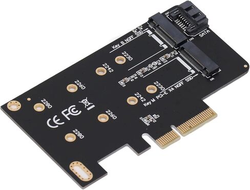 NGFF M.2 to PCIe Adapter Card, Versatile Dual SSD Support, PCIe X4 Connectivity for Gaming and Workstation Upgrades, 1 X Adapter, 1 X Cable in Saudi Arabia