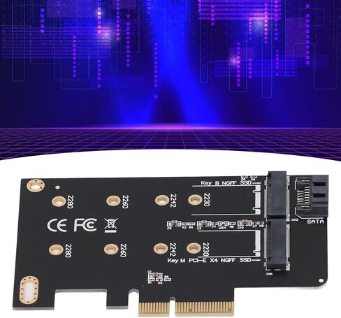 NGFF M.2 to PCIe Adapter, High Compatibility SSD Expansion Card, Dual M Key and B Key Support for Motherboards, 1 X Adapter, 1 X Cable in Saudi Arabia