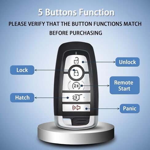 5-Button Key Fob Fit for 17-22 Ford Edge 18-22 Expedition 18-24 Explorer in Saudi Arabia