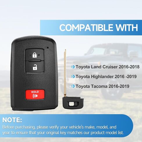 Key Fob Replacement Remote fits for Toyota Land Cruiser 2016-2018 Highlander Tacoma 2016-2019 Smart Car Keyless Entry Remote HYQ14FBA 281451-2110 314.3Mhz 8A in Saudi Arabia