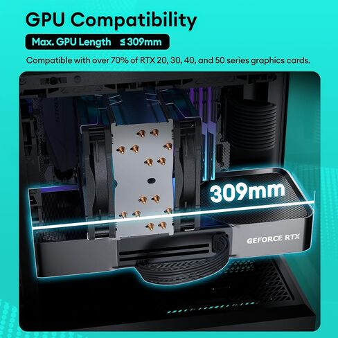 Okinos Aqua UNO Micro ATX Case, No Radiator Support, Max GPU Length 309mm, Quick-Release Panoramic Tempered Glass Front & Side, 3x120mm Non-PWM Fans Pre-Installed, Type-C 5Gbps, Black in Kuwait