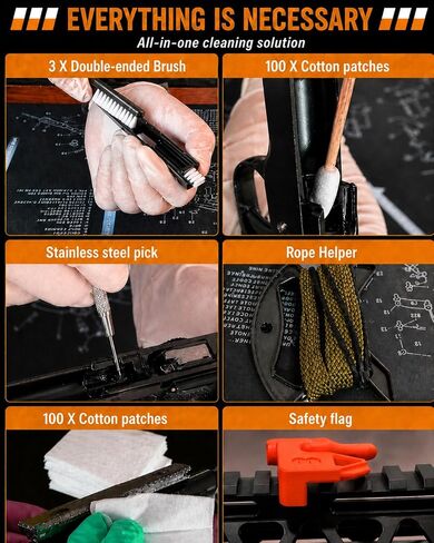 44 Mag&45 Cal Handgun Pistol Cleaning Kit with Bore Rope and MOLLE Pouch in Saudi Arabia