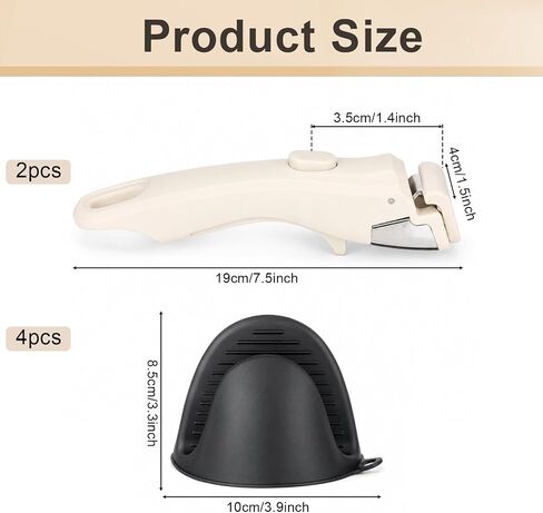 2 Pcs Removable Pot Handle, 7.5" Detachable Handle for Pots and Pans, Universal Cookware Handle Replacement with 4 Pcs Silicone Oven Mitts Heat Resistant Suitable for All Cookware in Saudi Arabia