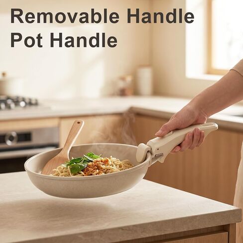 2 Pcs Removable Pot Handle, 7.5" Detachable Handle for Pots and Pans, Universal Cookware Handle Replacement with 4 Pcs Silicone Oven Mitts Heat Resistant Suitable for All Cookware in Saudi Arabia