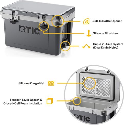 RTIC 32 QT Ultra-Light Cooler Bundle with Freezable Divider and Dry Goods Basket, Hard Insulated Portable for Beach, Camping, Picnic, Fishing, Boat, 30% Lighter Than Rotomolded in Saudi Arabia