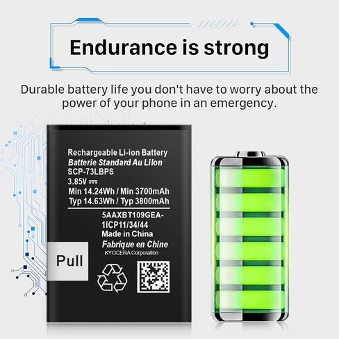 SCP-73LBPS Battery, [2026 New Upgrade] 3800mAh Ultra High Capacity Li-ion Replacement Battery for Kyocera DuraXV Extreme E4810 Verizon Flip Phone in Kuwait